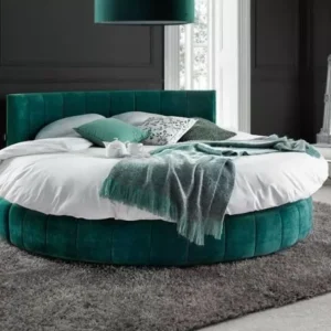 Royal Circular Panelled Bed + Mattress in plush Green