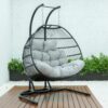 Double Hanging Egg Chair with Stand for Outdoor & Indoor - Image 2