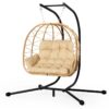 2-Person Swing Egg Chair with Adjustable Canopy
