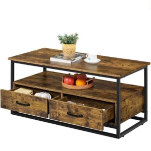 Coffee Table with Storage, Drawers & Shelves – Stable, Durable, and Stylish Design