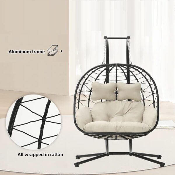 Hanging Egg Chair with Stand – Stylish Wicker Swing for Outdoor & Indoor Relaxation - Image 3