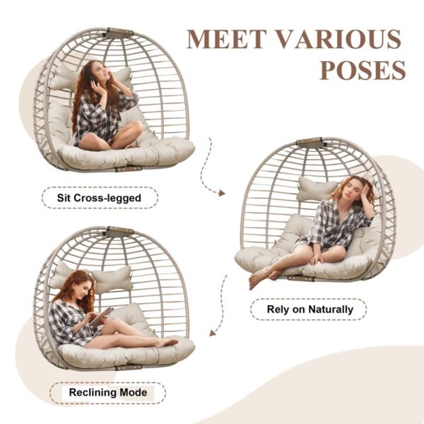 Comfortable Double Egg Chair for Garden or Home – Easy Assembly with Stand - Image 2