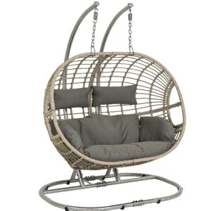 Double Hanging Egg Chair with Cushion & Durable Stand