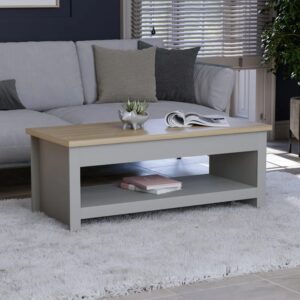 Farmhouse Coffee Table with Storage, Two-Tone Design & Oak Finish