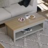 Farmhouse Coffee Table with Storage, Two-Tone Design & Oak Finish - Image 2
