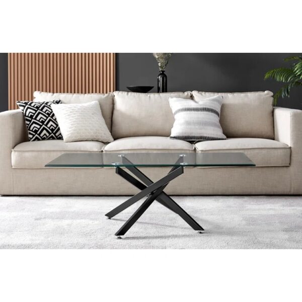 Modern Glass Coffee Table Set with Black Chrome Legs - Image 2