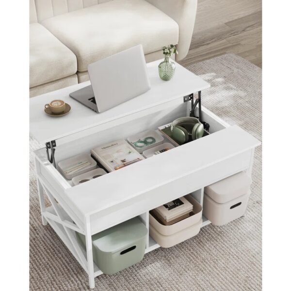 Industrial Lift-Top Coffee Table with Storage – Rustic Brown & Black - Image 3