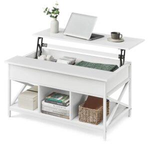 Industrial Lift-Top Coffee Table with Storage – Rustic Brown & Black