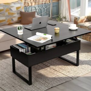 Lift-Top Coffee Table with Hidden Storage & Dining Surface